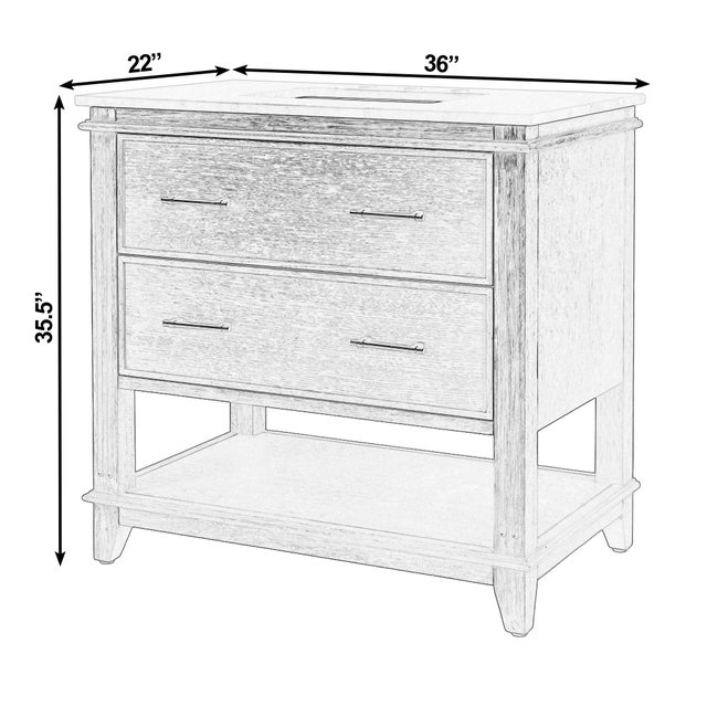 Spritely Home Accent Furniture Lois 36 in. W Wood & Marble Single Sink Bathroom Vanity, Light Oak Wire Brushed For Sale - Image 4 of 11