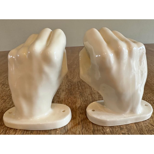 A rare signed pair of 1978 wall-mounted ceramic hands by California artist Nancy Funk. Known for her distinctive...