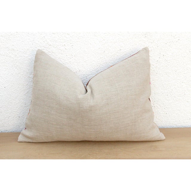 19th Century Barnala Blossom, Antique Phulkari Lumbar Pillow Cover For Sale - Image 5 of 6