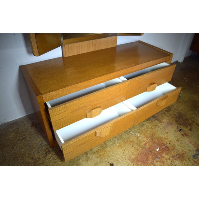 Vintage Mirrored Chest of Drawers in Oak, 1970s For Sale - Image 4 of 6