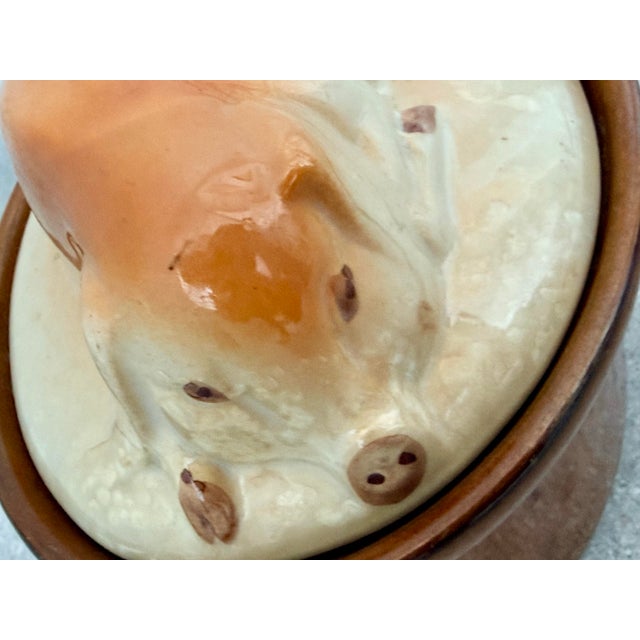 Farmhouse Portuguese Pottery Majolica Pig Pâté Tureen, Casserole in the Style of Secla- Circa 1950 For Sale - Image 3 of 12