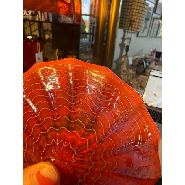 Chihuly Orange Persian Set of 5 (Black Rim) For Sale - Image 10 of 10