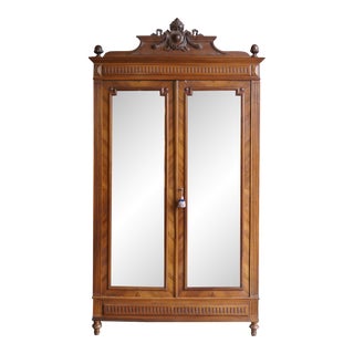 Antique French Mirrored Front Armoire For Sale