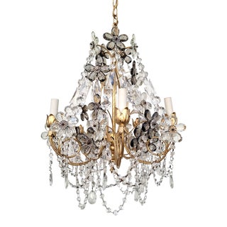 1960s Smoky Chrystal Daisy Chandelier Attributed to Maison Bagués For Sale