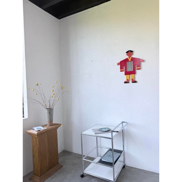 Childrens Mirror with Painted Wooden Figure, 1980s For Sale - Image 4 of 18