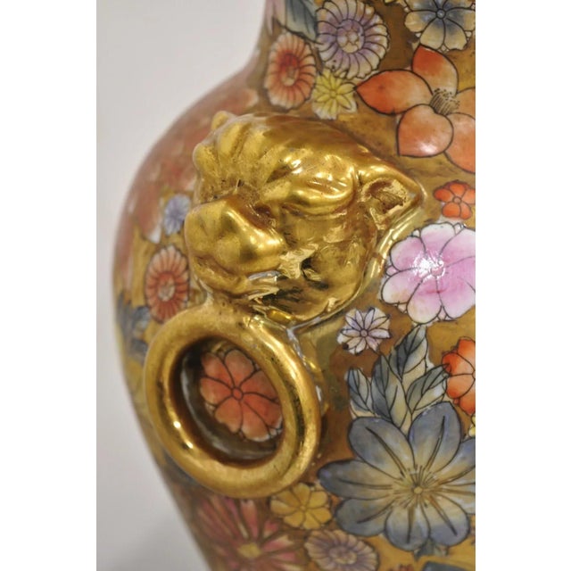 Vintage Chinoiserie Orange Porcelain Ceramic Foo Dog Table Lamp For Sale In Philadelphia - Image 6 of 12