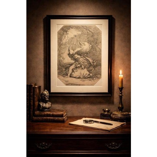 Gold Salvator Rosa, Jason and the Dragon, 1663, Etching on Paper For Sale - Image 8 of 9