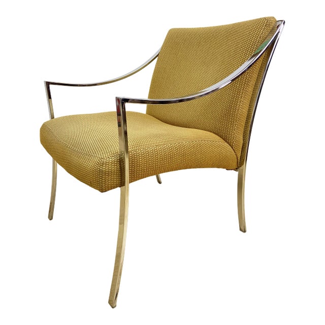 Vintage Chrome Frame Milo Baughman Style Upholstered Accent Chair Circa 1960 For Sale