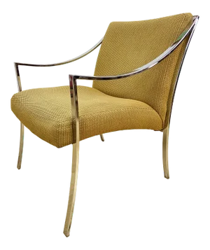 Vintage Chrome Frame Milo Baughman Style Upholstered Accent Chair Circa 1960