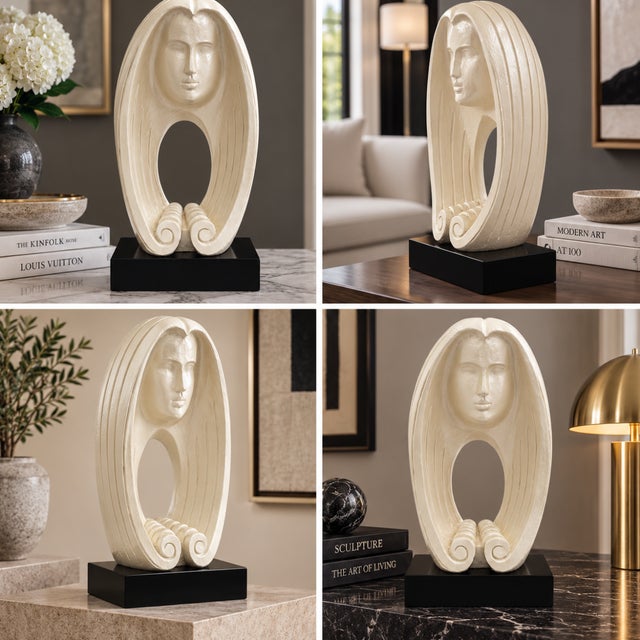 Restored Austin Productions Large &amp; Heavy Durastone Scarce Sculpture "Woman's Face" Signed by David Fisher Circa 1980...