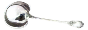 Silver Sauce Spoon with Reliefs and Handle Grooves