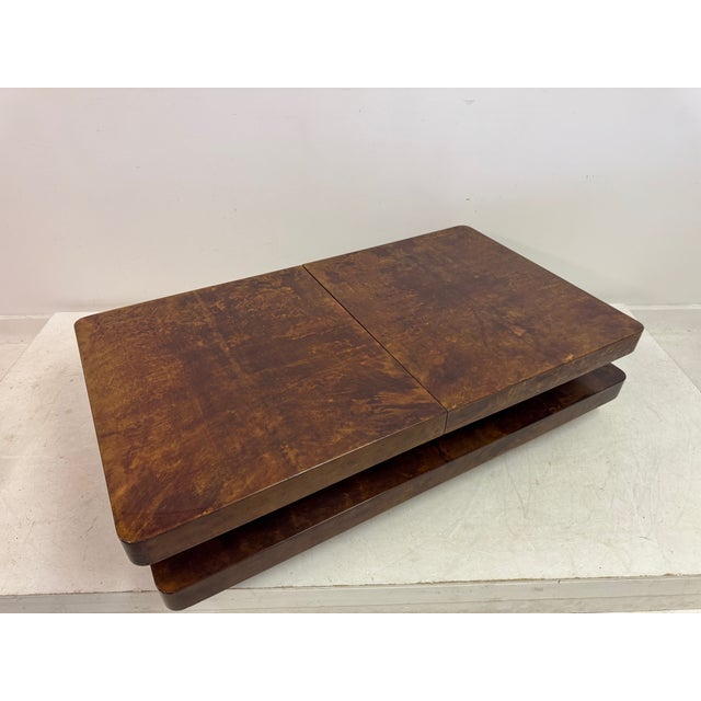Lacquered Goatskin Sliding Coffee Table, Italy, 1970s For Sale - Image 13 of 18