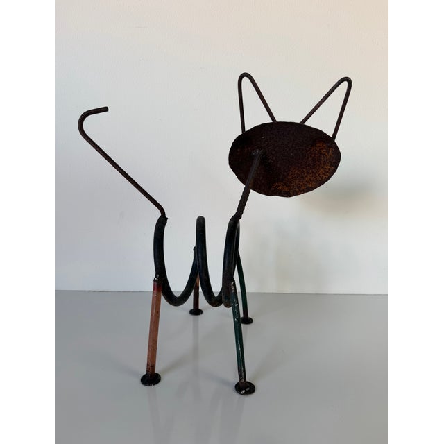 Vintage Handmade Folk Art Metal Cat Sculpture For Sale - Image 9 of 12