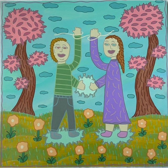 Original Acrylic Folk Art Painting From Renowned Key West Artist 'Reaching for the Sky' For Sale In Miami - Image 6 of 9