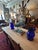 Glass Large Striking Cobalt Blue Glass Candle Hurricanes or Vases- A Pair For Sale - Image 7 of 7