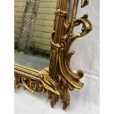Hickory Chair Furniture Company Vintage Large Gold Chinoiserie Wall Mirror For Sale - Image 4 of 11