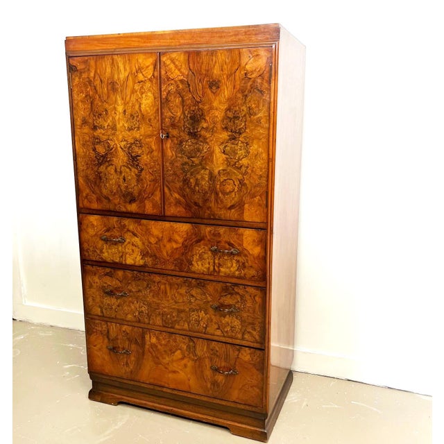 Art Deco Burr Walnut Tallboy Chest of Drawers, 1930s For Sale - Image 12 of 13