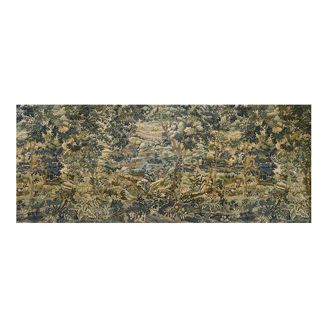 Schumacher Flemish Tapestry Fabric In Vert For Sale