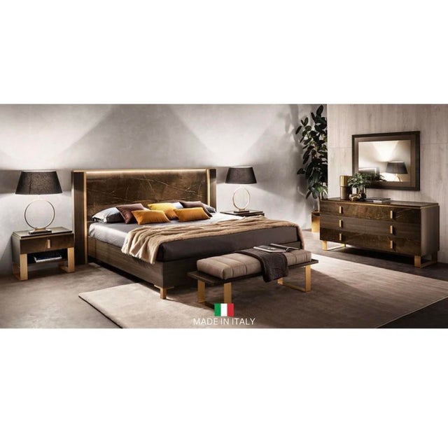 Brown Casa Milano Essenza 4-Piece Italian High Gloss King Bedroom Set With Led Bed For Sale - Image 8 of 8