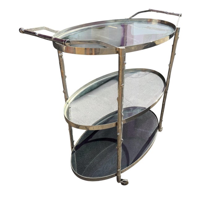 Global Views Modern Nickel Plated Arbor Bar Cart by Global Views For Sale - Image 4 of 5