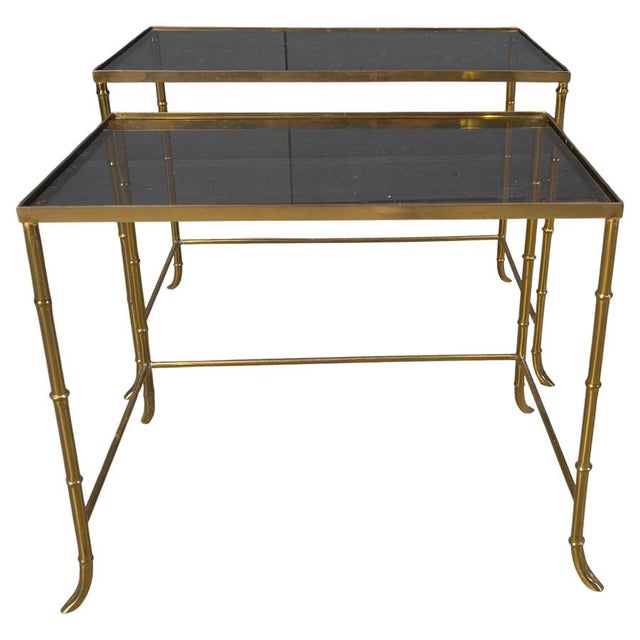 Brass Faux Bamboo Nesting Tables, 1960s, Set of 2 For Sale - Image 12 of 12