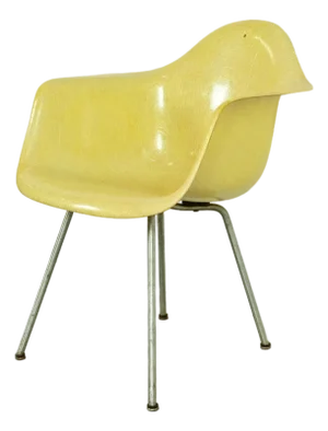Charles Eames for Herman Miller Mid-Century Modern Yellow Fiberglass Arm Chair, Circa 1950s