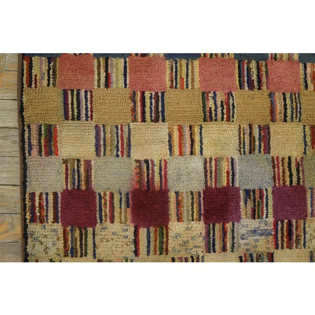 Textile Wonderful Multi Color With Unique Symmetrical Design Antique American Hooked Rug For Sale - Image 7 of 12