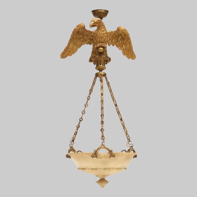 19th Century 19th Century Late Regency Alabaster and Giltwood Chandelier For Sale - Image 5 of 5
