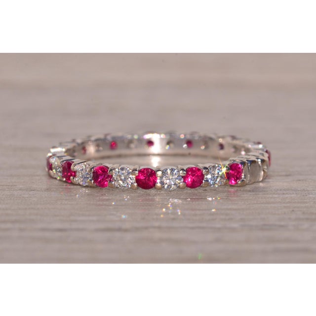 The Possagno: Natural Ruby and Diamond Band in White Gold For Sale In Philadelphia - Image 6 of 11