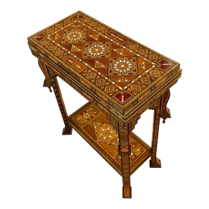 1990s Marquetry Wood Inlaid With Mother of Pearl Folding Game Table