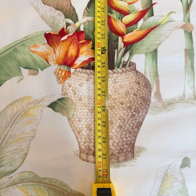 Late 20th Century Vintage P Kaufmann Tropical Botanical Heliconia Banana Leaf Cotton Fabric 8.5 Yards For Sale - Image 5 of 12