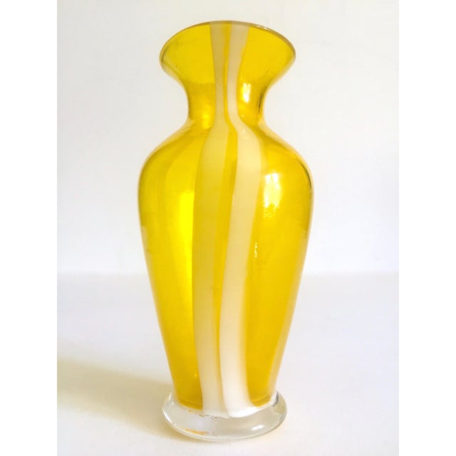 Vintage Mid Century Modern Italian Hand Blown Art Glass Yellow Swirl