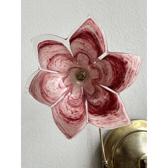 Mid-Century Modern Pink Murano Glass Lily Wall Light by Franco Luce for Seguso, 1970s For Sale - Image 6 of 11