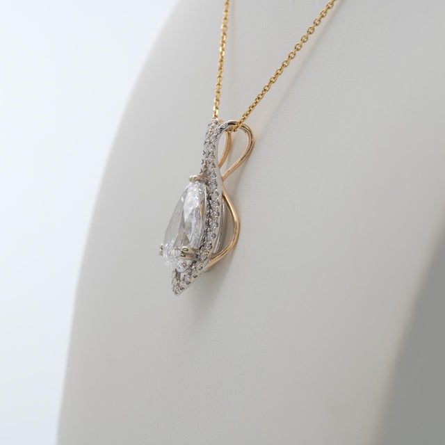 Metal Igi Certified 3.3Ct Lab Diamond Pendant With Natural Diamond Accents: 14k Gold For Sale - Image 7 of 10