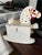 Art Deco Metlox Vintage White Hand Painted Rocking Horse Cookie Jar W/Red Harness For Sale - Image 3 of 9