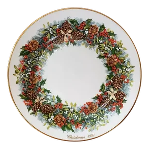 1981 Lenox China Colonial Christmas Wreath Plate, 1st Annual