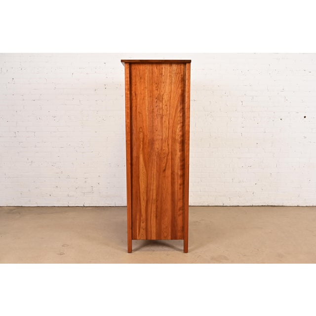 Late 20th Century Stickley Harvey Ellis Collection Mission Arts & Crafts Cherry Wood and Tiger Maple Media Armoire Cabinet For Sale - Image 12 of 14