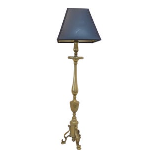 Antique Italian Bronze Candlestick Lamp For Sale