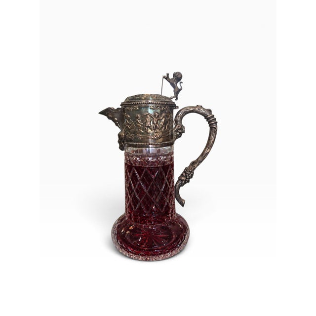 Vintage Cut Crystal and 925/1000 Sterling Silver Wine Decanter by Topázio, 1930s For Sale - Image 13 of 16