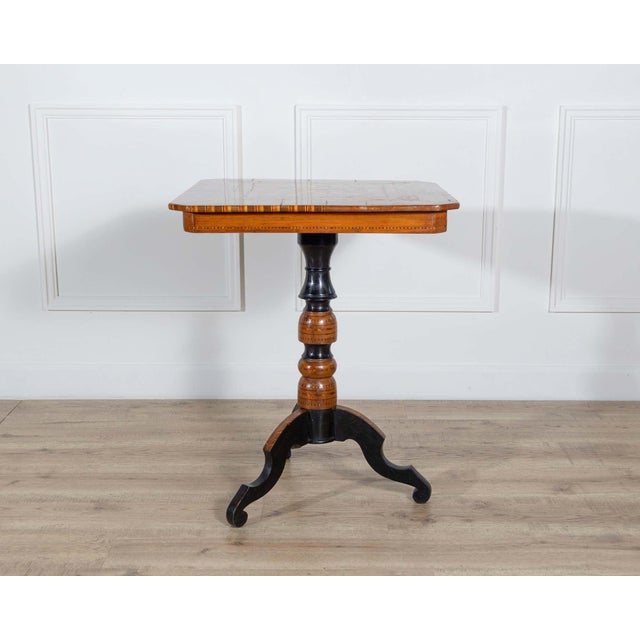 Brown 19th Century Small Italian Marquetry Table in Walnut, Rosewood, and Maple For Sale - Image 8 of 12