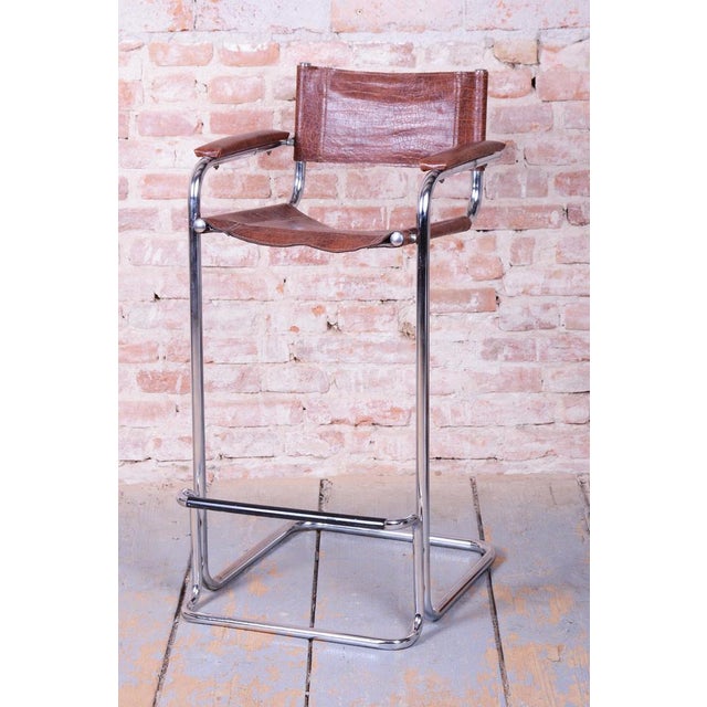 Bauhaus Bauhaus Bar Chair in Chromed Steel and Faux Leather, Germany, 1970s For Sale - Image 3 of 12