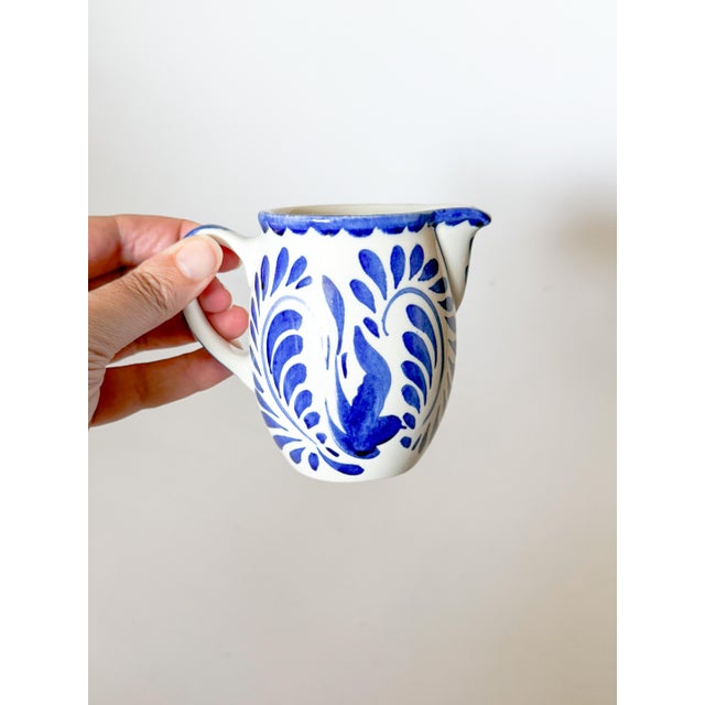 Vintage Anfora Mexico Puebla Blue Creamer Pitcher For Sale In Dallas - Image 6 of 7