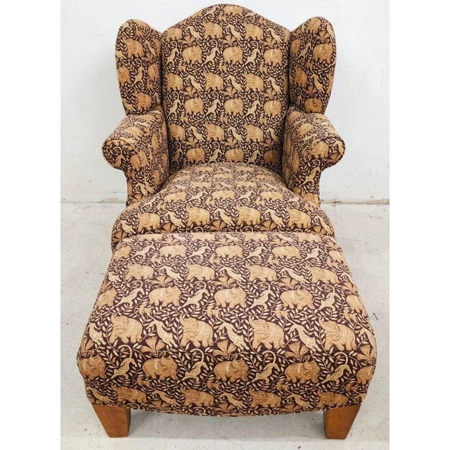 Oversized Custom Designer Wingback Library Reading Lounge Armchair & Ottoman Beautiful set! Very comfortable with spring-...
