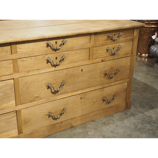 19th Century French Bleached Oak Mercerie Counter With Drawers For Sale - Image 18 of 18