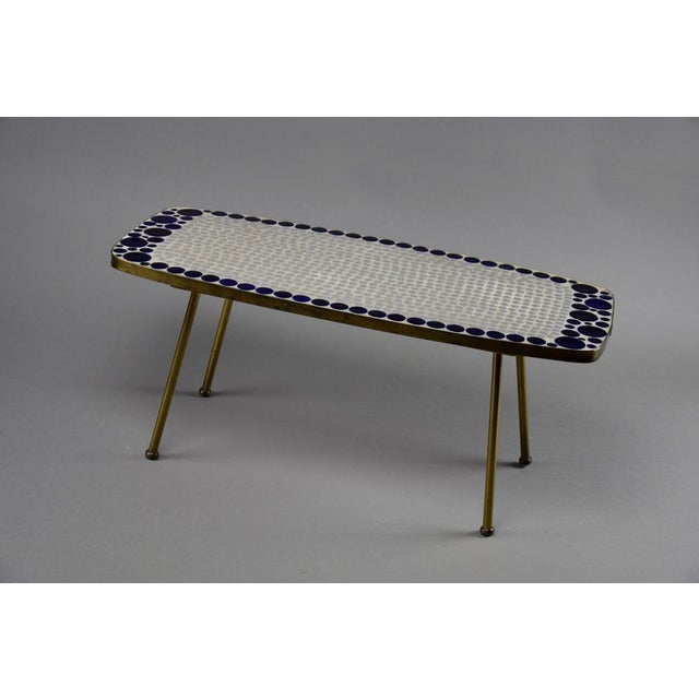 Mid-Century Modern Grey and Blue Glass Mosaic and Brass Side Table attributed to Berthold Müller, 1960s For Sale - Image 9 of 18
