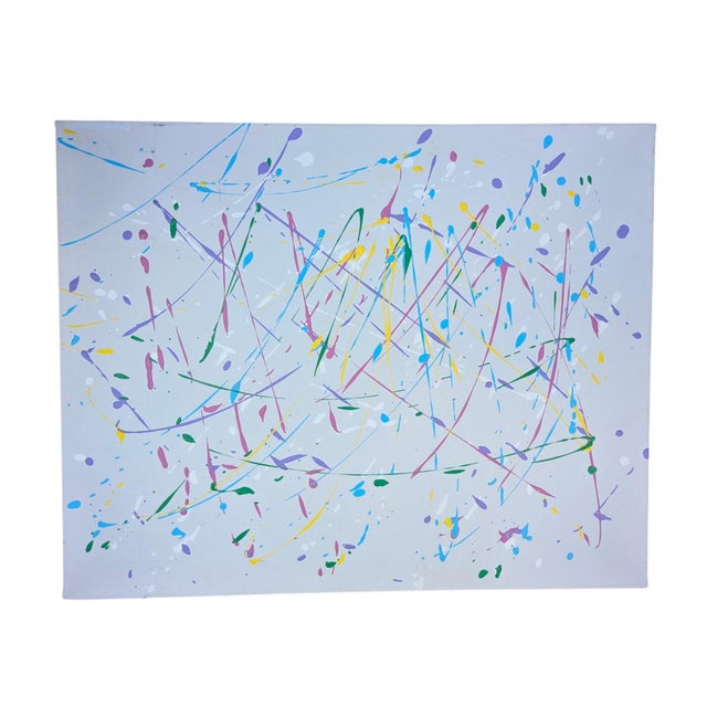 Textile Original Abstract Expressionist Splatter Painting on Canvas For Sale - Image 7 of 18
