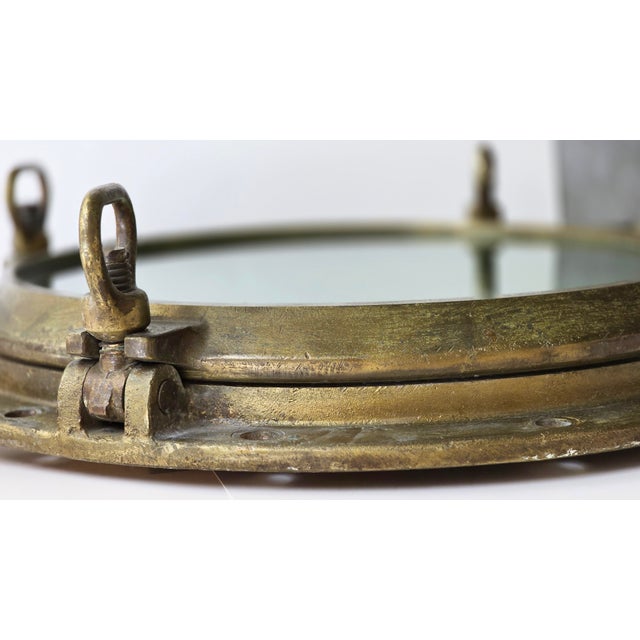 Industrial Museum-Quality 24" Antique Solid Bronze 4-Dog Porthole – Sf Oyster House Provenance (90 Lbs) For Sale - Image 3 of 13