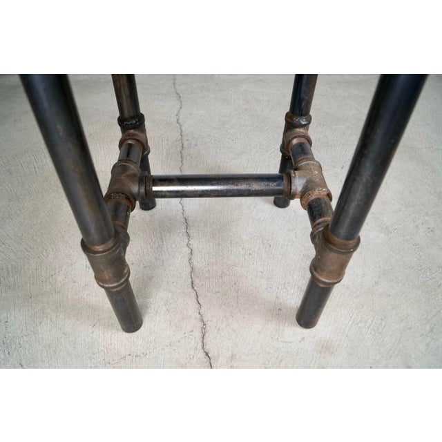 Industrial Steampunk Metal Pipe Round Side Table For Sale - Image 11 of 12