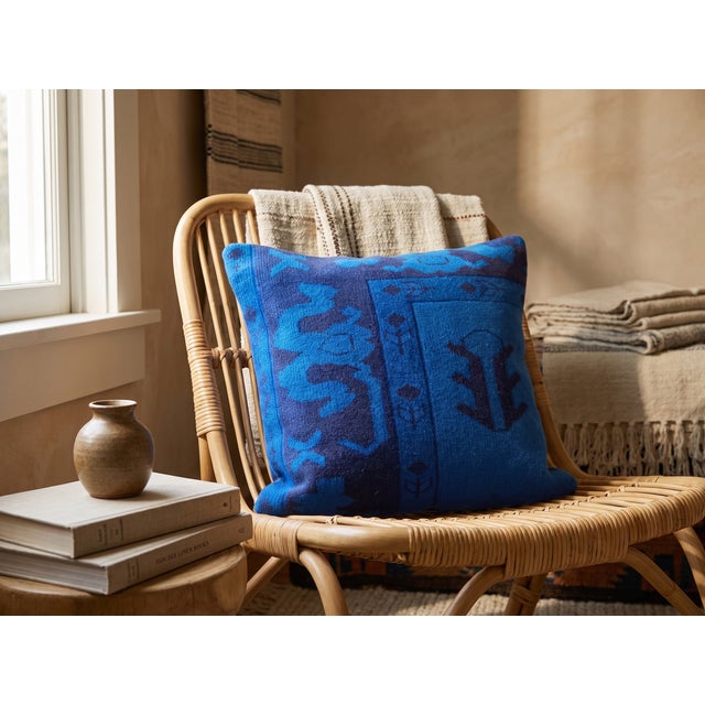 Vintage Turkish Wool Emblem Pillow For Sale - Image 4 of 12