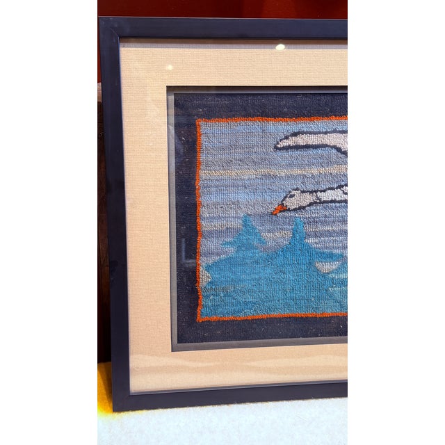 Vintage 1930s Grenfell Hooked Mat Snow Goose Newfoundland Labrador Framed Folk Art For Sale - Image 4 of 11